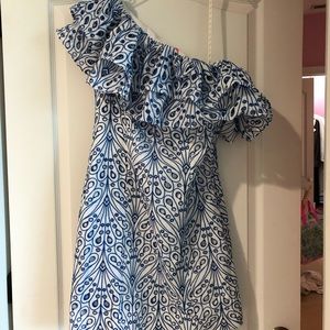 Iilly Pulitzer Sundea One-Shoulder Eyelet Shift Dress